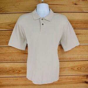 Croft & Barrow Polo Shirt Short Sleeves Mens L Beige Modal Blend Collared Soft